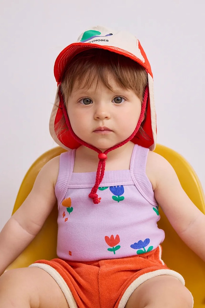 Bobo Choses czapka z daszkiem bawełniana dziecięca Funny Snail nadruk czerwony 125AH007