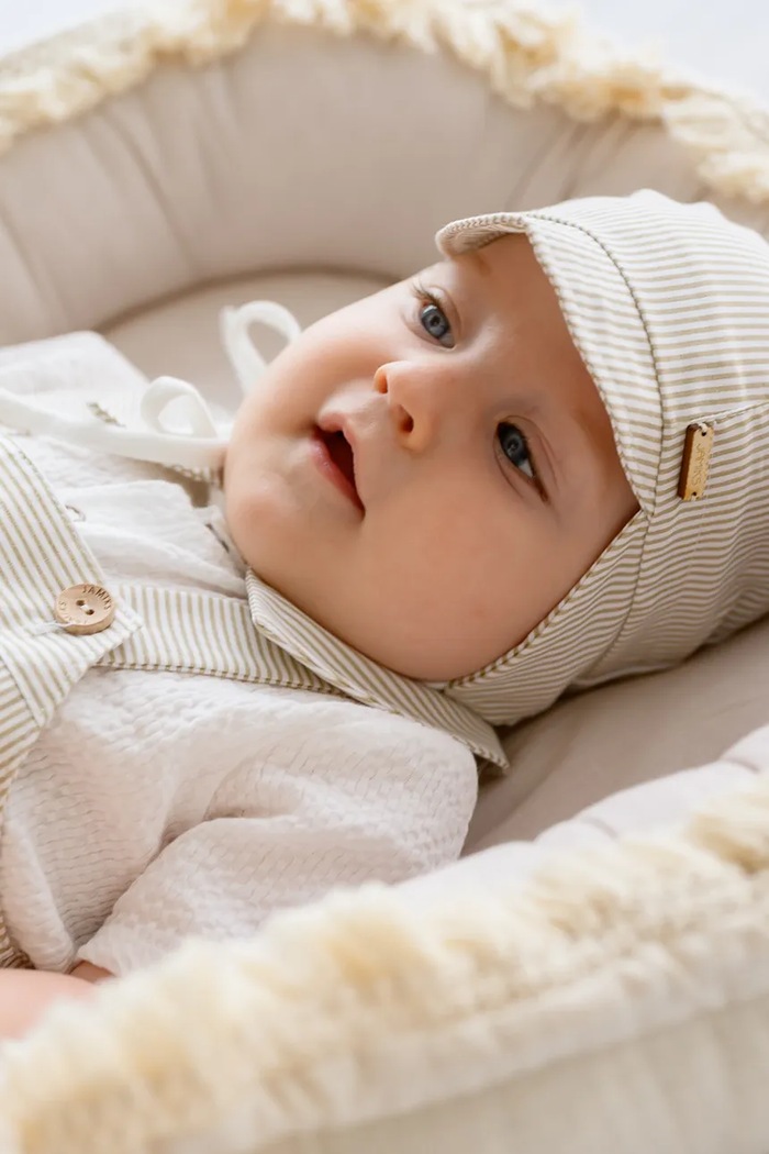 Pamučna kapa za bebe Jamiks DELMAR pamuk bež DELMAR.Nak.glo.JLH161.K
