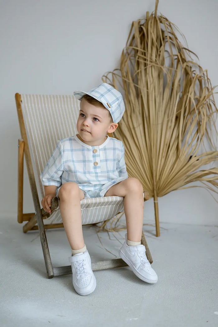 Jamiks czapka z daszkiem lniana dziecięca RAMSEY pozostałe niebieski RAMSEY.le.Na.g.JLH128.K