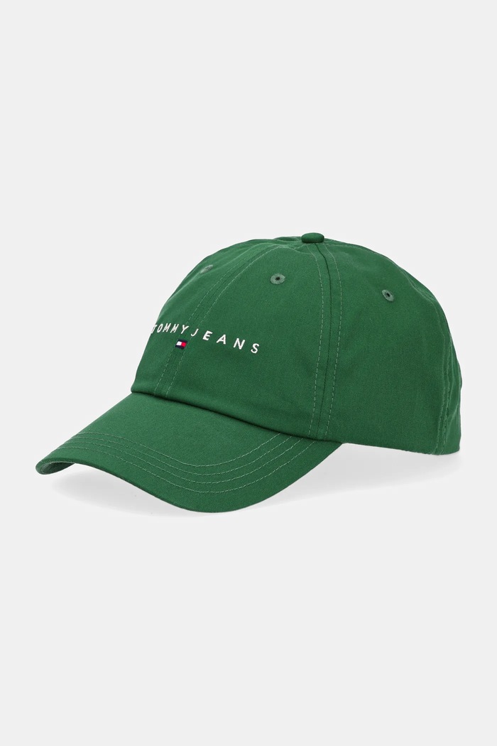 Tommy Jeans czapka z daszkiem bawełniana 0 aplikacja zielony AM0AM12958