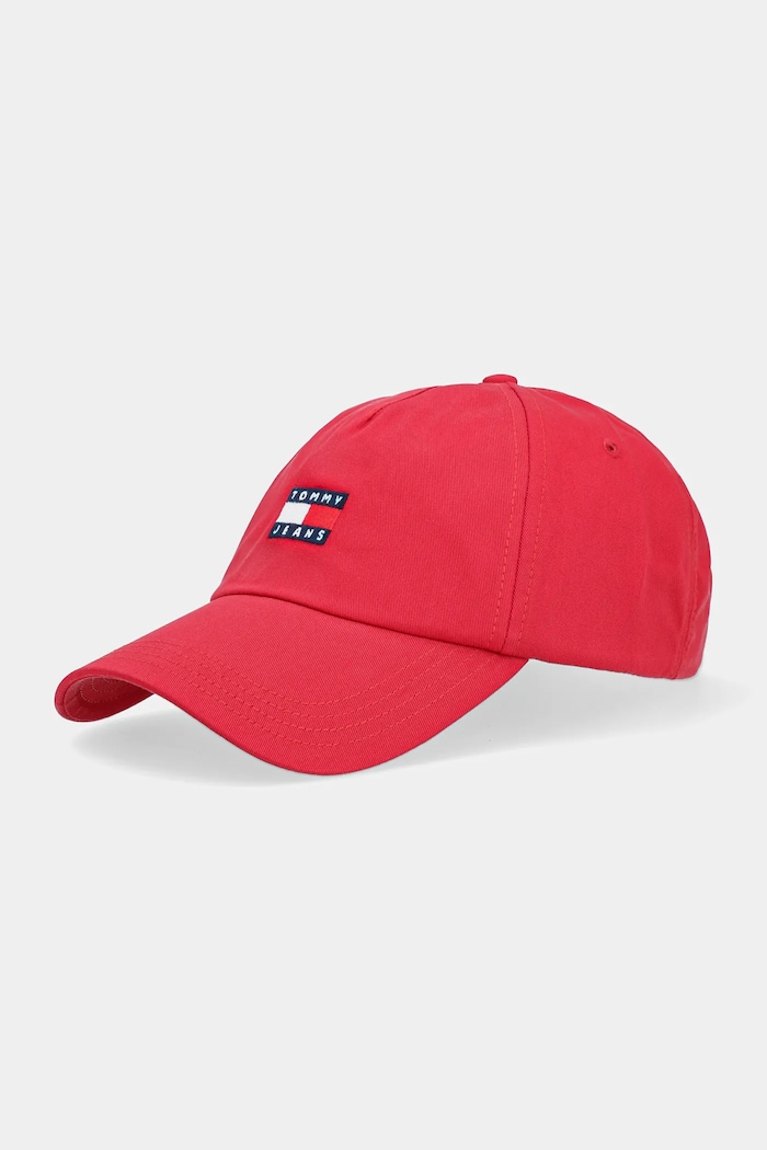 Tommy Jeans kšiltovka pánská bavlněná červená AM0AM12933
