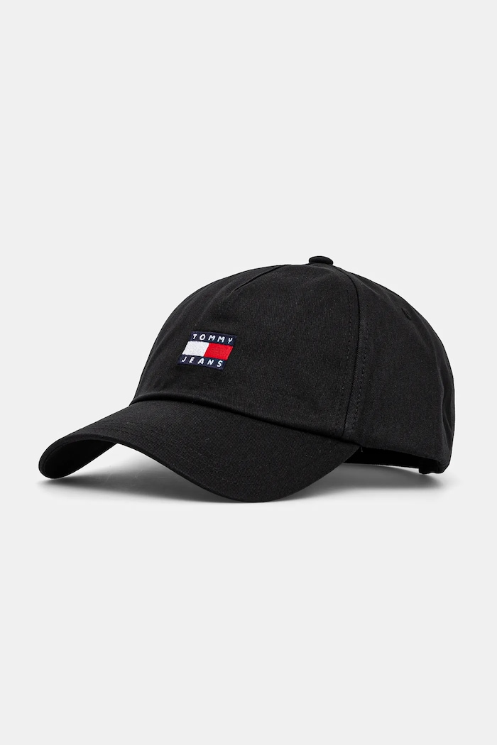 Tommy Jeans șapcă pentru bărbați de bumbac bumbac negru AM0AM12933