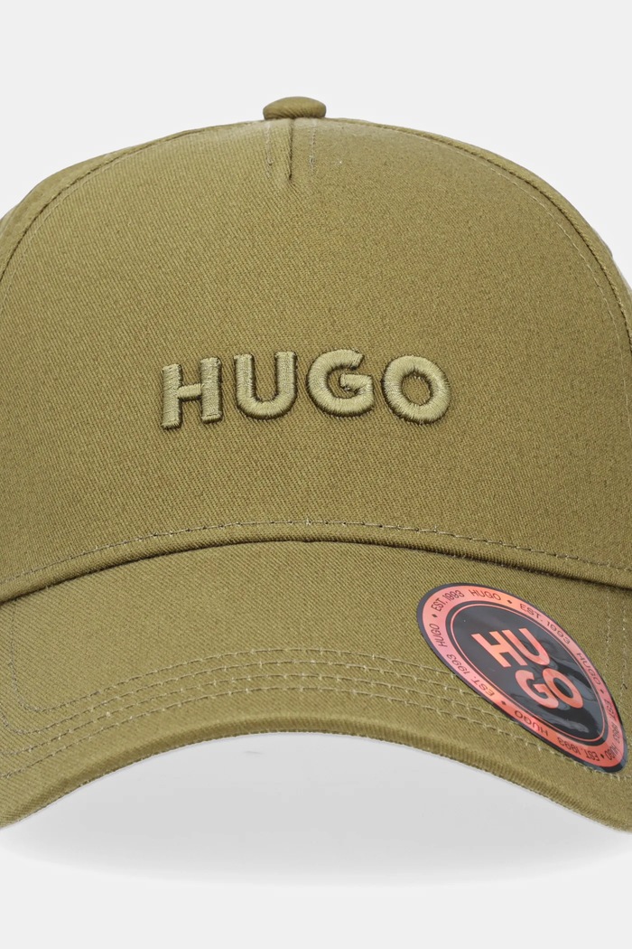 HUGO czapka z daszkiem bawełniana Jude 50533410 zielony SS26