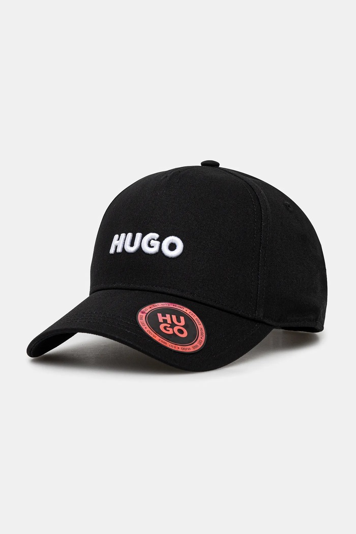 HUGO čiapka so šiltom pánska bavlnená Jude bavlna čierna 50533410