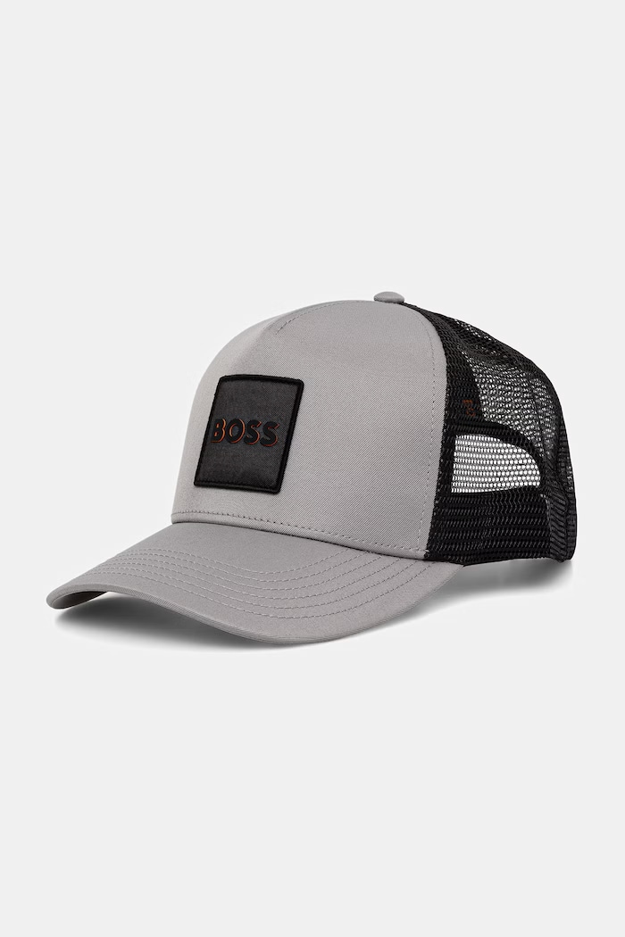 BOSS Orange šiltovka trucker pánska Elliot-PL sivá 50535622