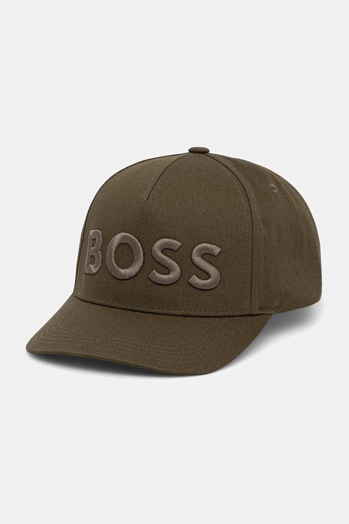 Βαμβακερό καπέλο του μπέιζμπολ BOSS San Jared-C απλικέ πράσινο 50536482