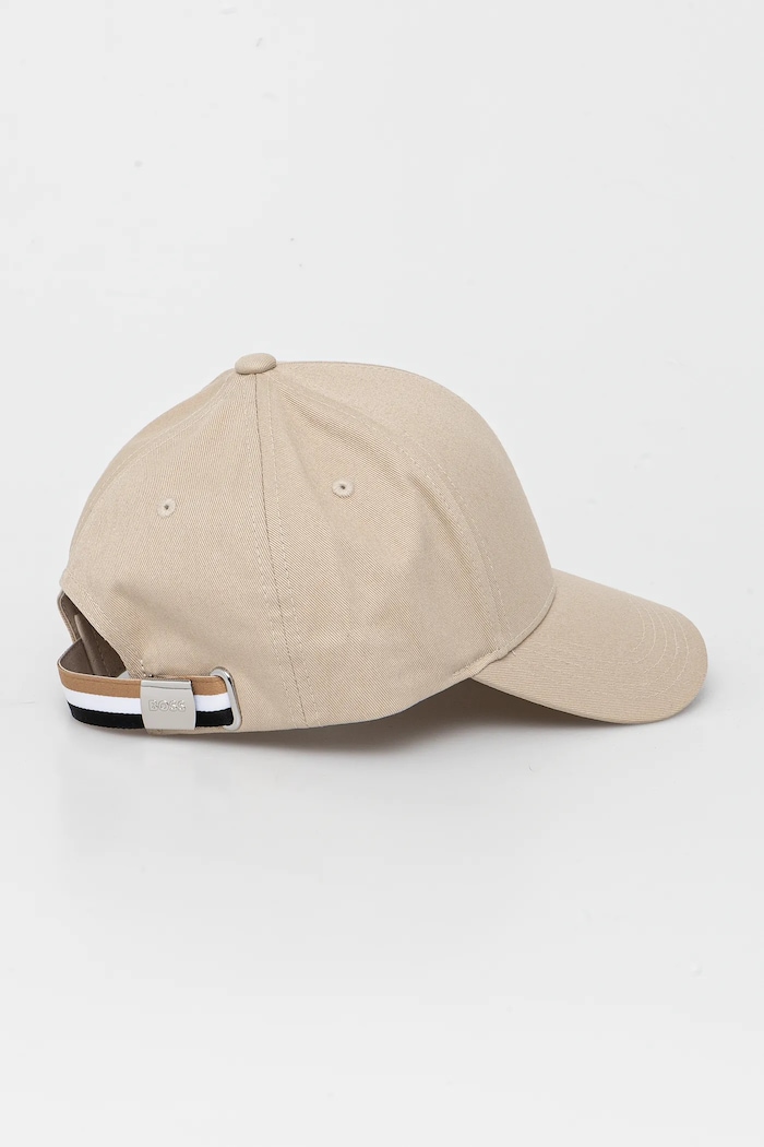 BOSS czapka z daszkiem bawełniana Zed-BOSS-Stripe 50539428 beżowy SS25