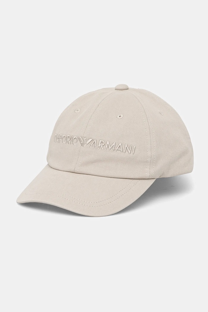 Emporio Armani czapka z daszkiem bawełniana aplikacja szary EM001319.AF14032