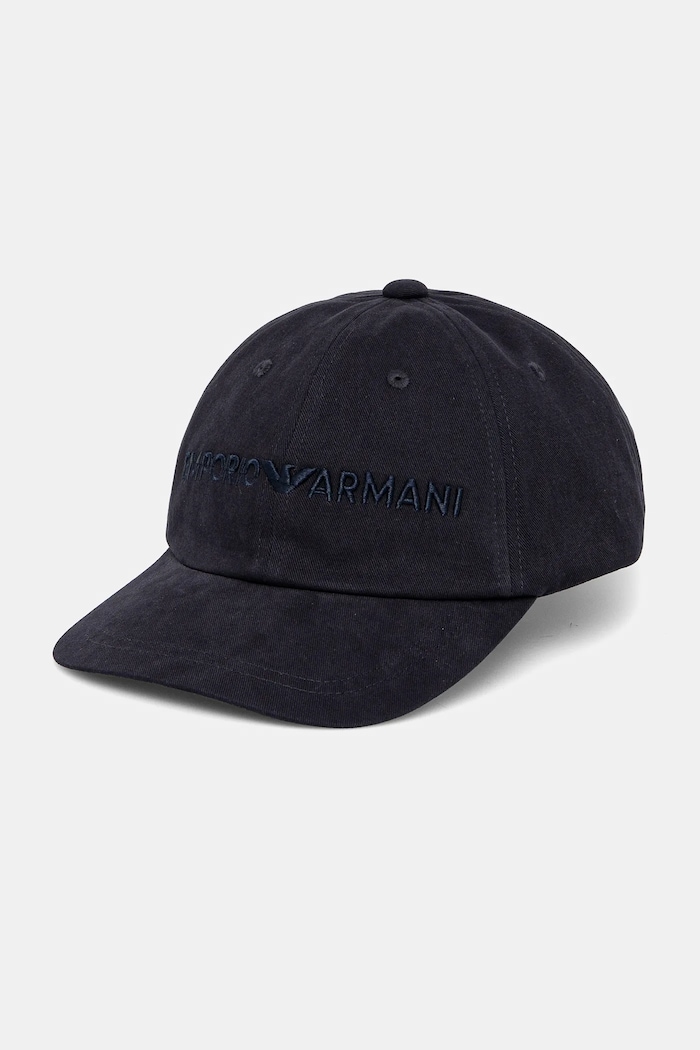 Pamučna kapa sa šiltom Emporio Armani natpis mornarsko plava EM001319.AF14032