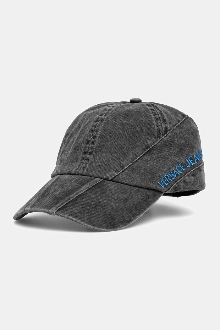 Versace Jeans Couture czapka z daszkiem bawełniana aplikacja szary 78GAZK57.ZG369