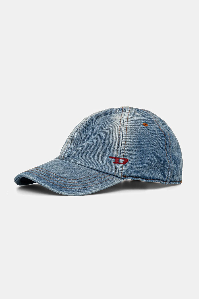 Diesel șapcă de baseball din bumbac C-LIB-2 HAT uni albastru A09041.0QWTU