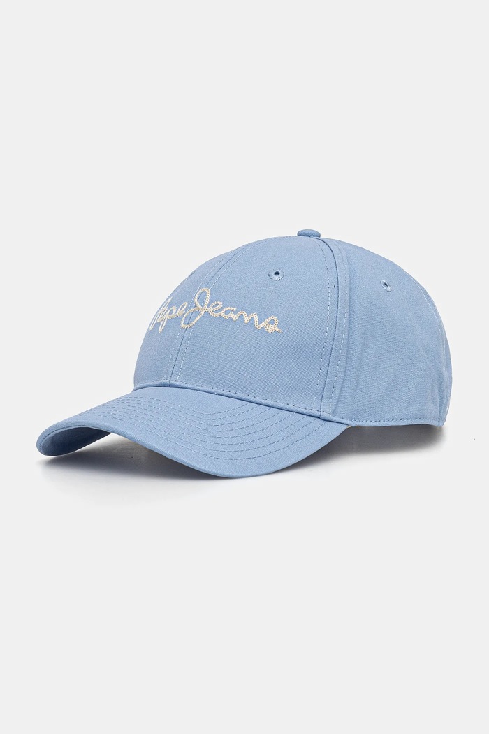 Pamučna kapa sa šiltom Pepe Jeans MALLON CAP natpis plava PM040567