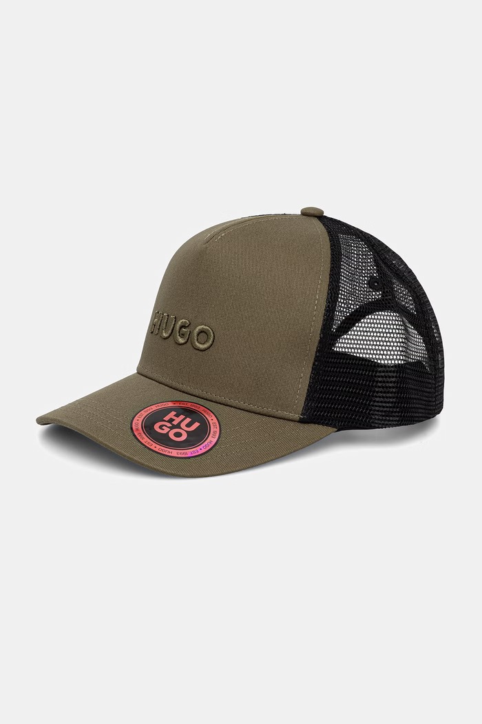 HUGO čiapka so šiltom pánska s bavlnou Marsel-Trucker zelená 50535942