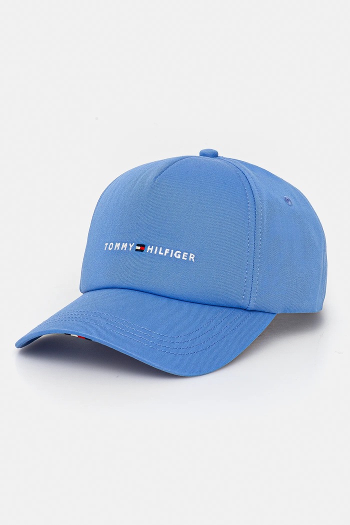 Tommy Hilfiger czapka z daszkiem bawełniana aplikacja niebieski AM0AM13162
