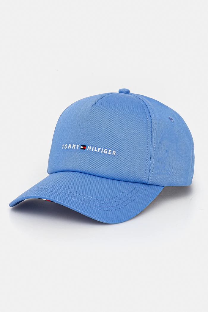 Tommy Hilfiger czapka z daszkiem bawełniana aplikacja niebieski AM0AM13162