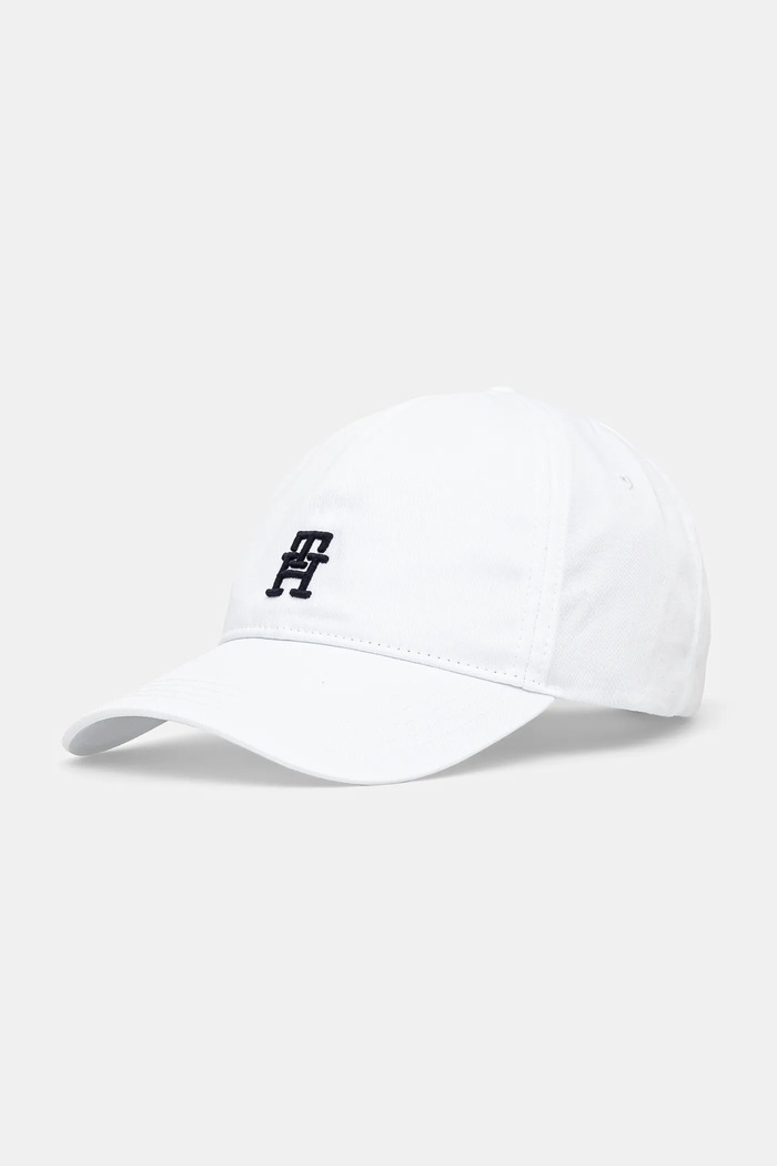 Βαμβακερό καπέλο του μπέιζμπολ Tommy Hilfiger απλικέ λευκό AM0AM13542