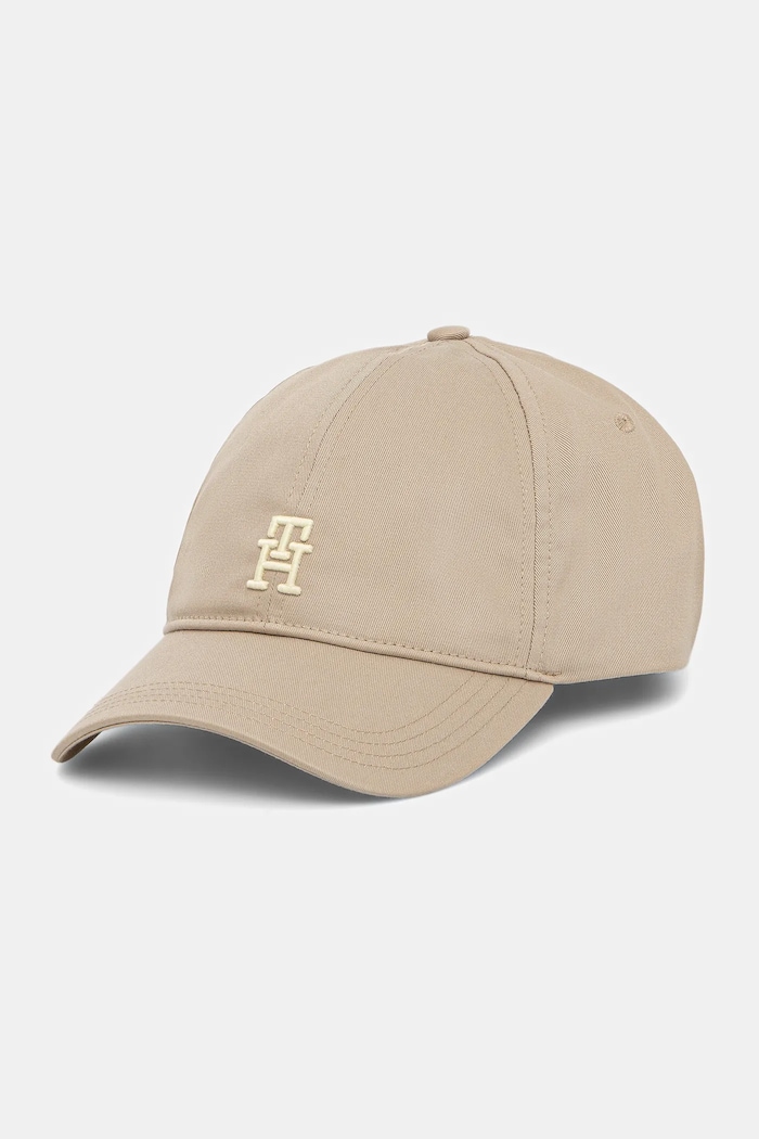 Tommy Hilfiger czapka z daszkiem bawełniana aplikacja beżowy AM0AM13542