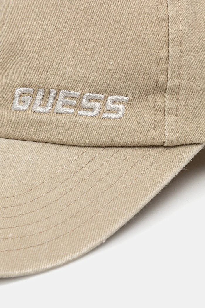 Guess czapka z daszkiem bawełniana MERAK Z5GZ03.WO07T beżowy AW25