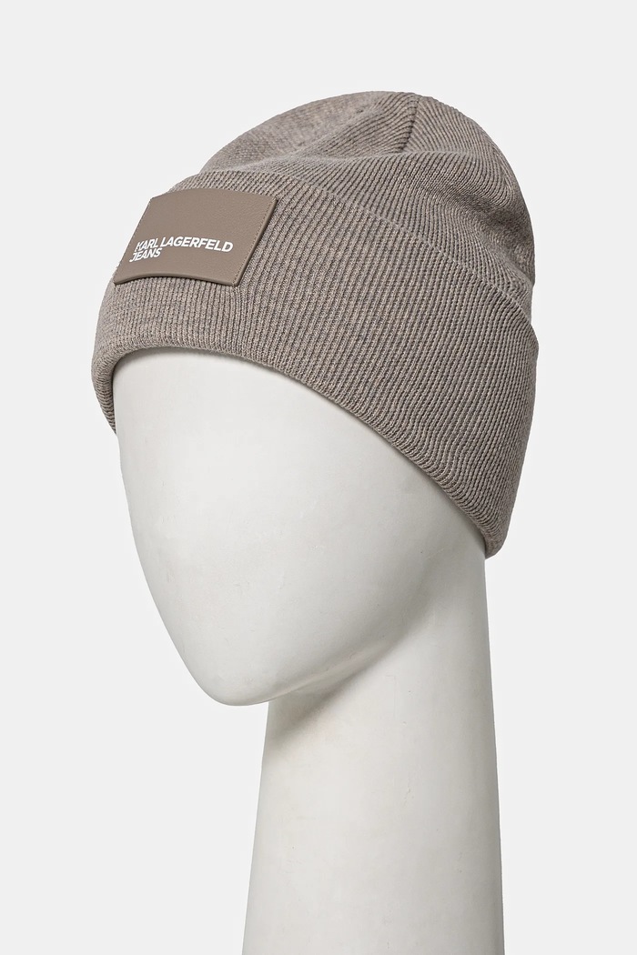 Karl Lagerfeld Jeans Căciulă și fular din amestec de lână A1W33191 bej SS25