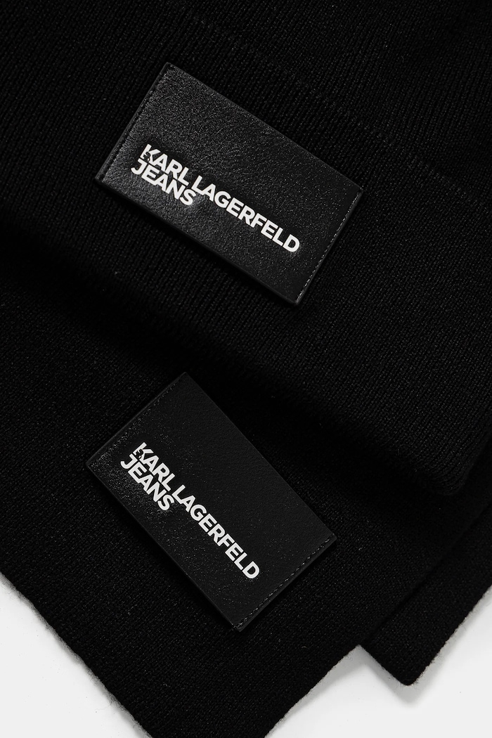 Karl Lagerfeld Jeans cappello e sciarpa con aggiunta di lana A1W33191 nero