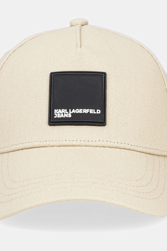 Karl Lagerfeld Jeans czapka z daszkiem bawełniana A1W33002 beżowy SS26