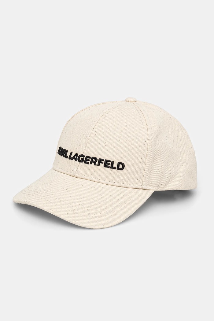 Karl Lagerfeld pamut baseball sapka aplikációval bézs A1W33071