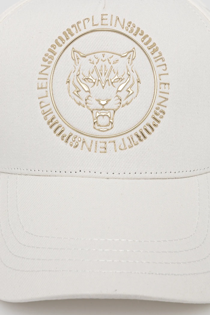 PLEIN SPORT czapka z daszkiem bawełniana SADA.UAC0498.STE003N beżowy SS25