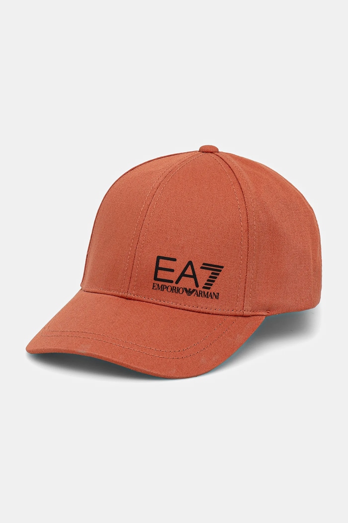 EA7 Emporio Armani siltes sapka pamut sima narancssárga AF11989.7X000005