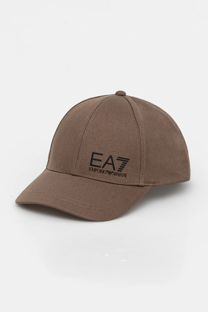 EA7 Emporio Armani czapka z daszkiem bawełniana bawełna brązowy AF11989.7X000005