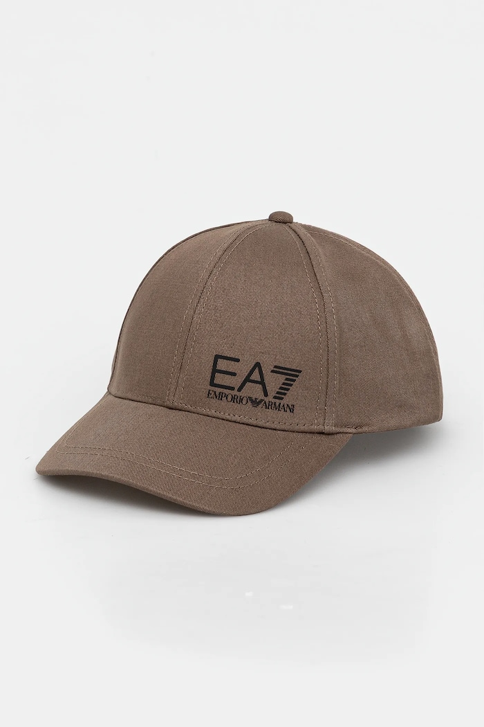 EA7 Emporio Armani czapka z daszkiem bawełniana bawełna brązowy AF11989.7X000005