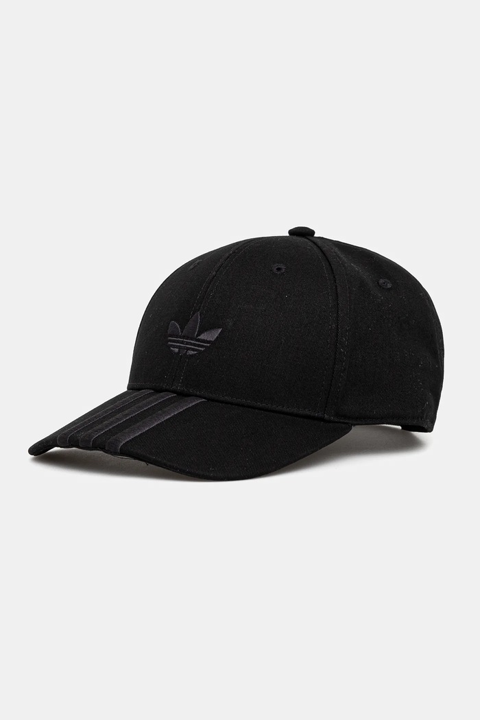 Βαμβακερό καπέλο του μπέιζμπολ adidas Originals BASEBALL απλικέ μαύρο JN5831