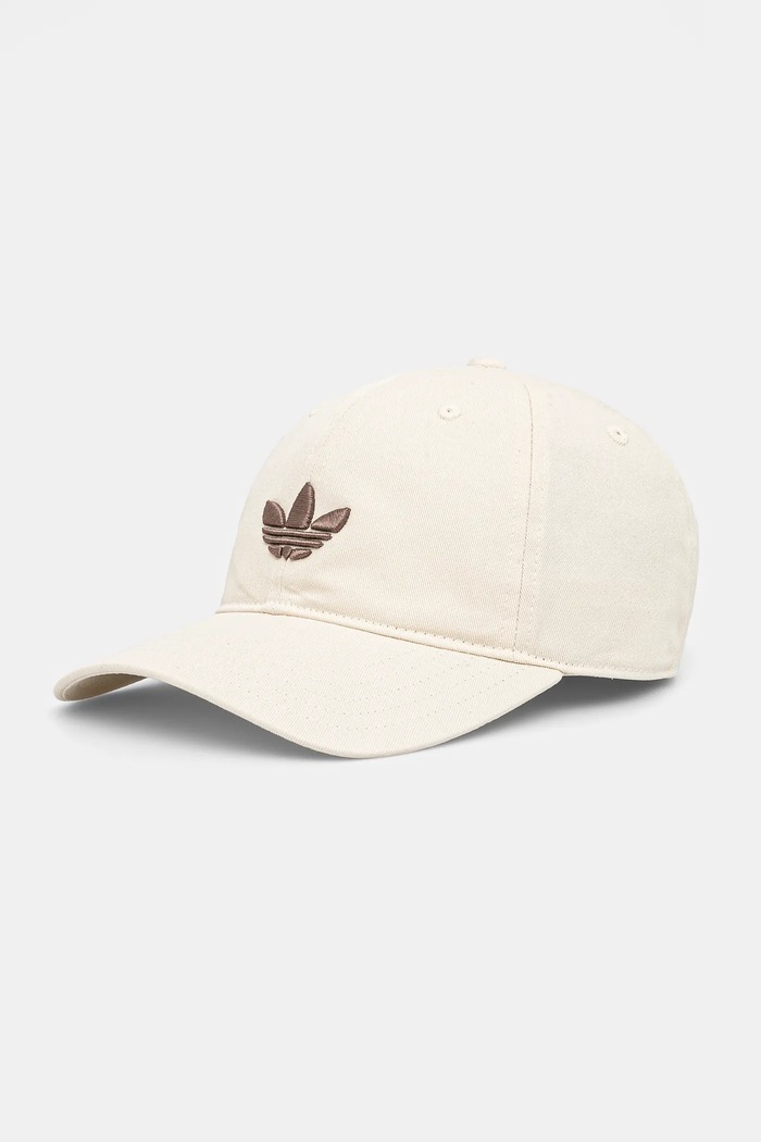 Βαμβακερό καπέλο του μπέιζμπολ adidas Originals BASEBALL AC απλικέ μπεζ JC6037