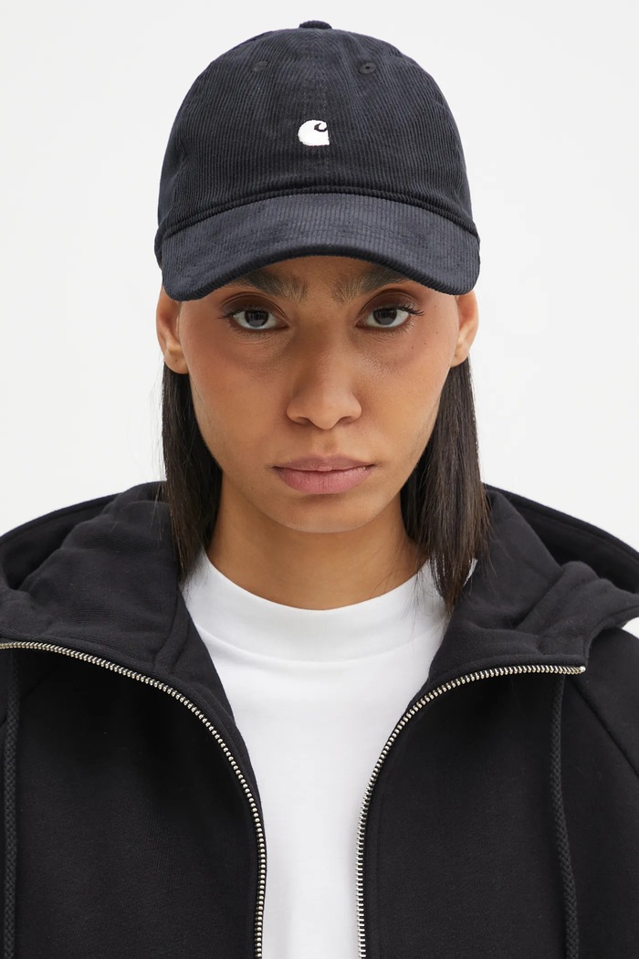 Carhartt WIP czapka z daszkiem bawełniana Harlem Cap gładkie czarny I028955.K02XX