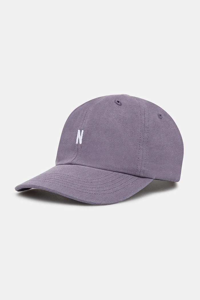 Norse Projects czapka z daszkiem bawełniana Twill Sports Cap aplikacja fioletowy N80.0001.6018