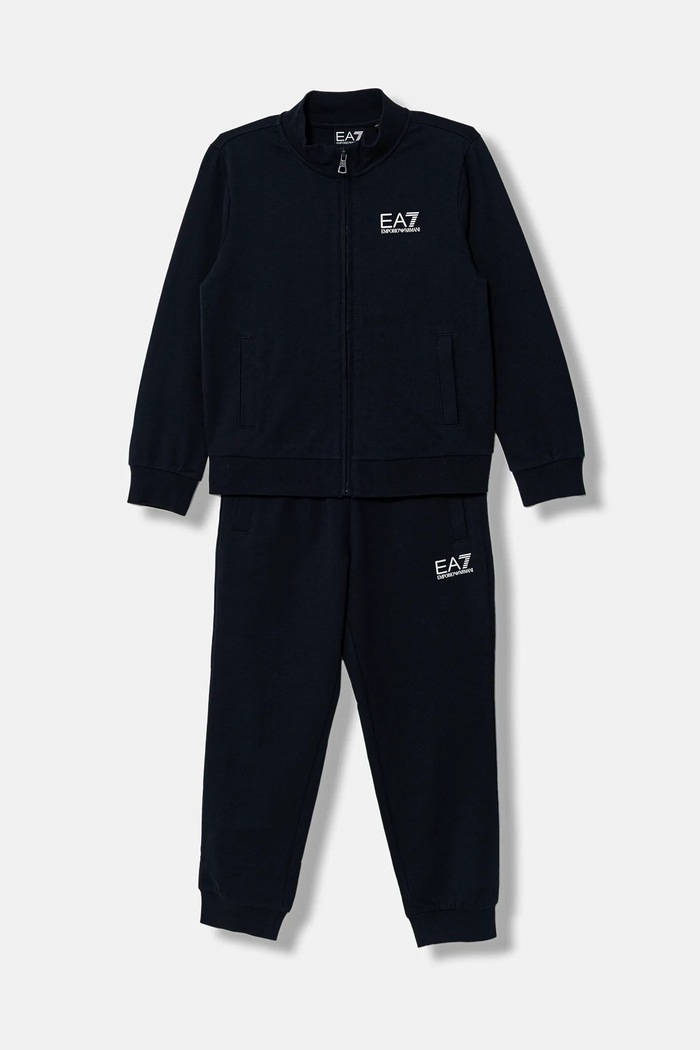 EA7 Emporio Armani komplet dresowy dziecięcy bawełniany nadruk granatowy 7B000030.AF10380