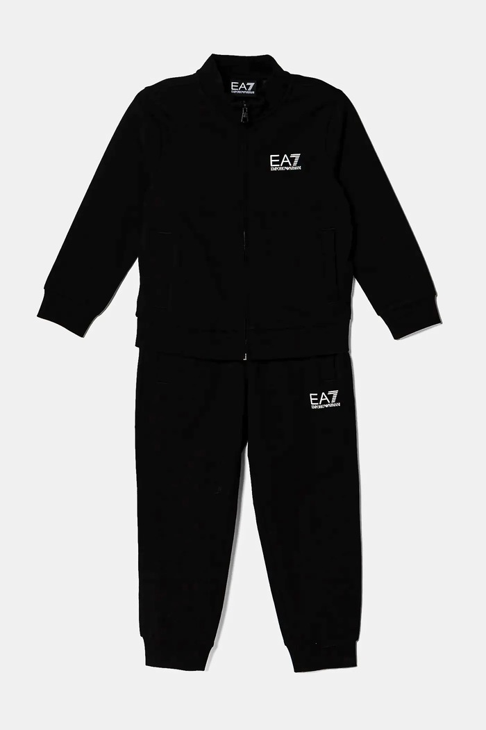EA7 Emporio Armani komplet dresowy dziecięcy bawełniany nadruk czarny 7B000030.AF10380