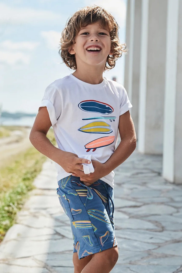 Mayoral set de bumbac pentru copii cu modele albastru 3604.5E.Mini.PPYA