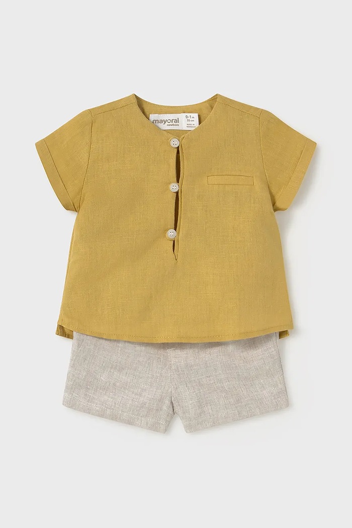Бебешки ленен комплект Mayoral Newborn изчистен жълт 1211.1F.Newborn.PPYH
