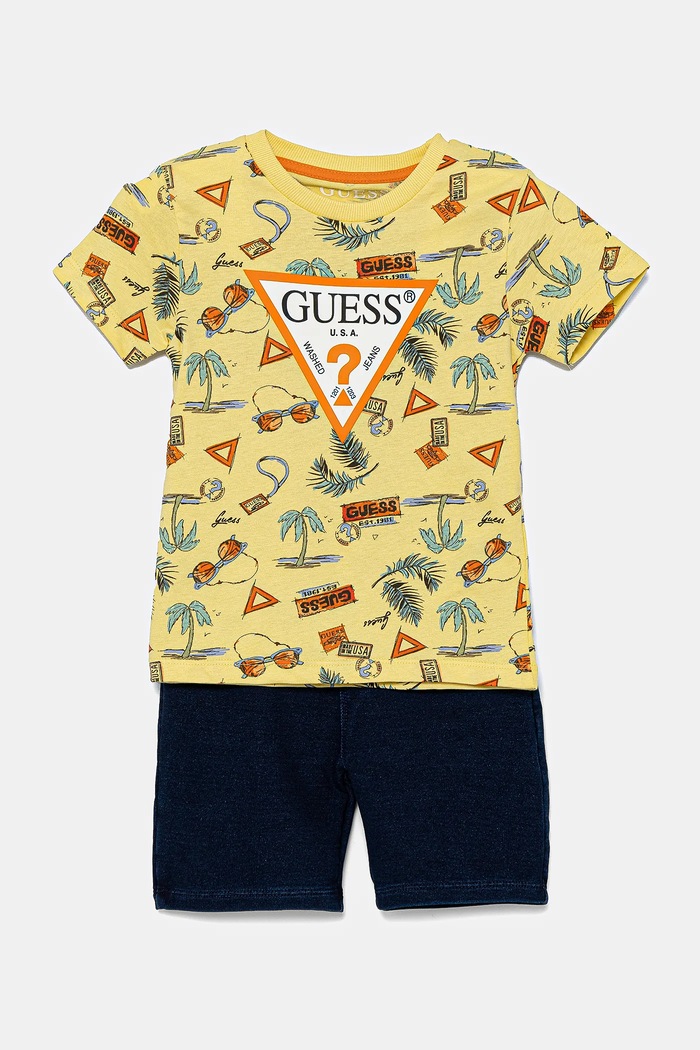 Dětská souprava Guess potisk žlutá N5GG00.K8HM4.PPYA