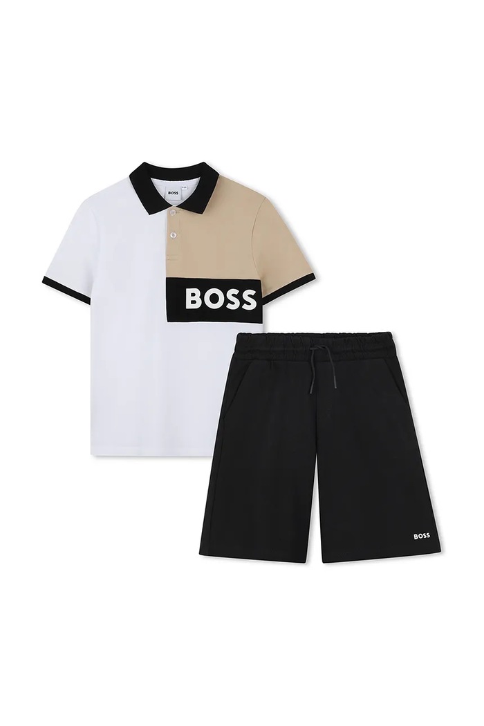 Детский комплект из хлопка BOSS мелкий узор чёрный J52065.102.108