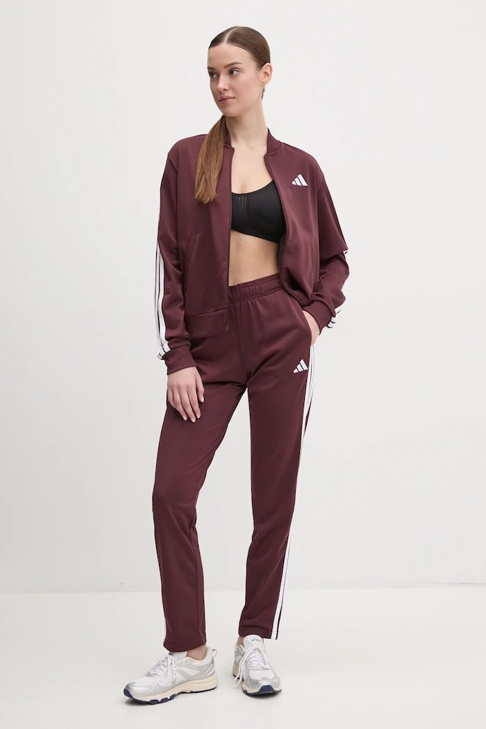 adidas melegítő szett 3-Stripes elasztánnal burgundia JD2683