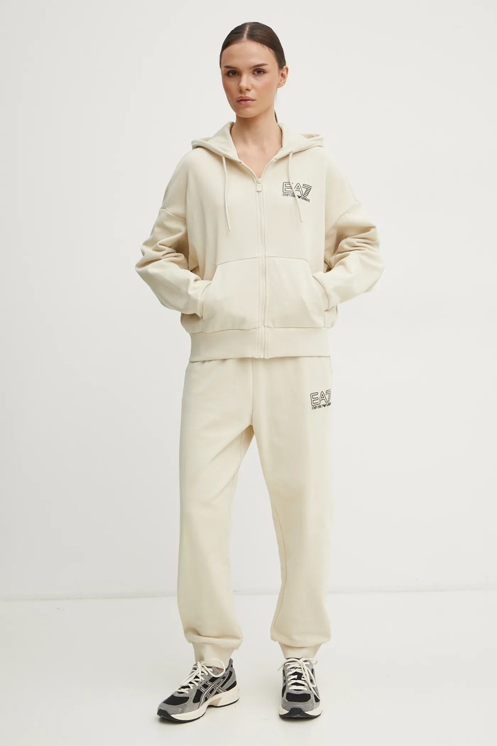 EA7 Emporio Armani dres bawełna beżowy AF12473.7W000110