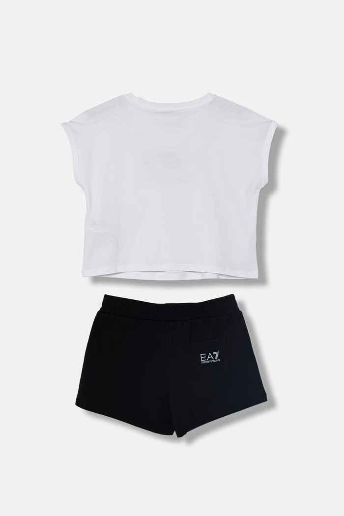 EA7 Emporio Armani compleu sport pentru copii din bumbac 7G000070.AF12503 alb SS26