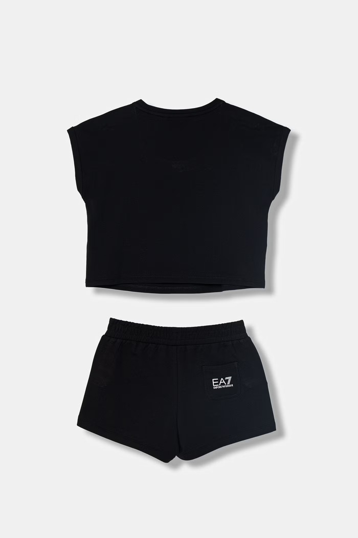 EA7 Emporio Armani compleu sport pentru copii din bumbac 7G000070.AF12503 negru SS26
