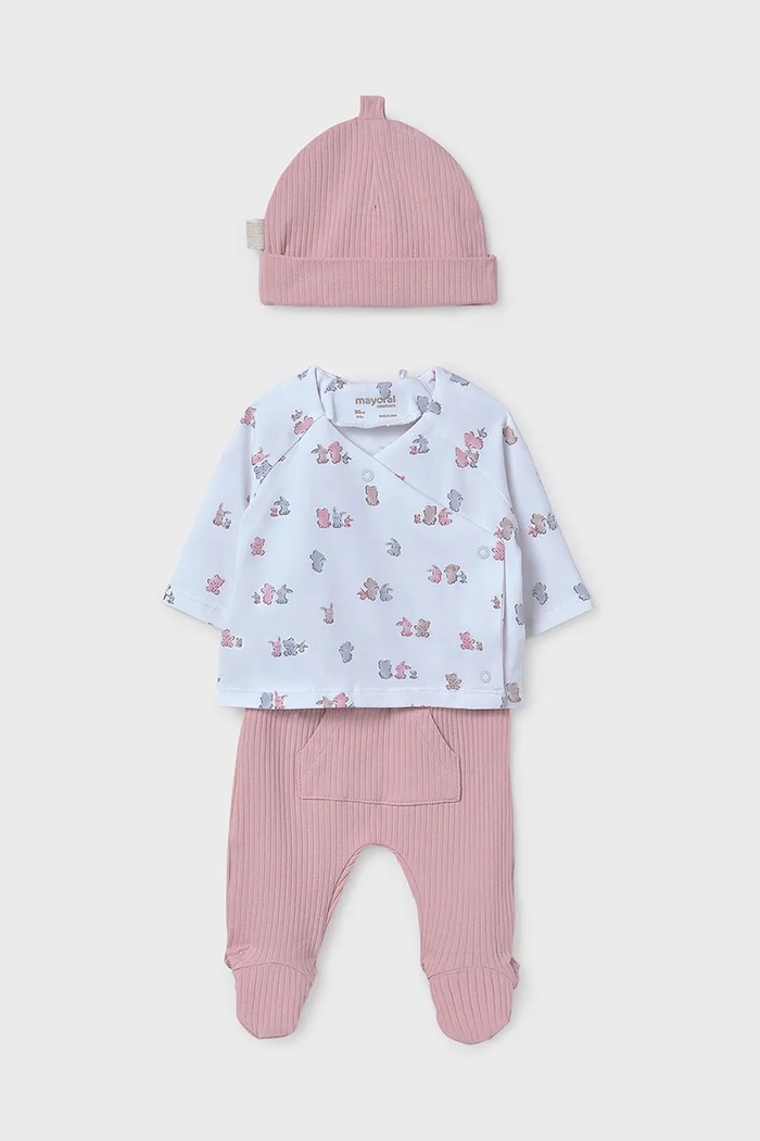 Komplet za bebe Mayoral Newborn Planet friendly roza 9906.G.1A.Newborn.PPYH