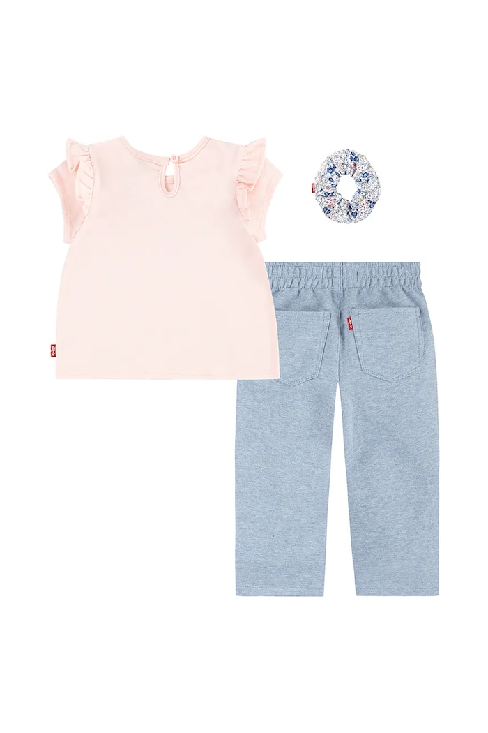 Комплект за бебета Levi's RUFFLE SHLDR TOP & PANT SE 1EM645 розов SS25