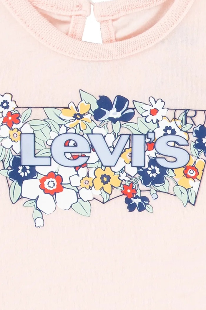 Комплект за бебета Levi's RUFFLE SHLDR TOP & PANT SE 1EM645 розов