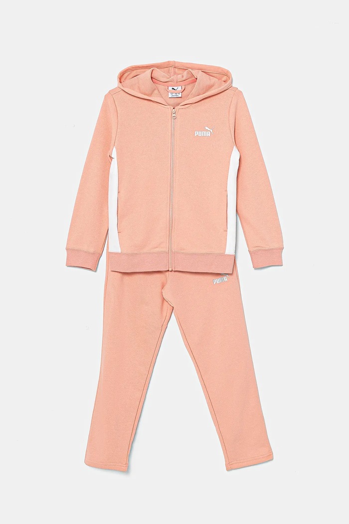 Puma dres dziecięcy Metallic Hooded Sweat Suit TR dzianina pomarańczowy 686305
