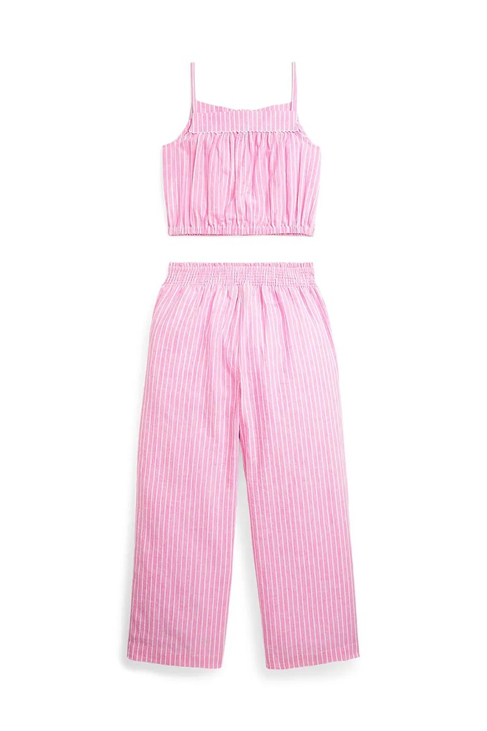 Dětská lněná sada Polo Ralph Lauren 313964580001 fialová SS25