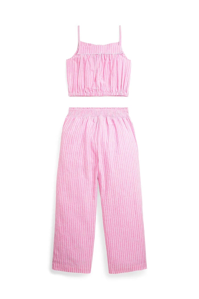 Dětská lněná sada Polo Ralph Lauren 313964580001 fialová SS25